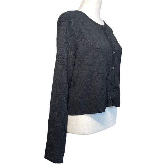 Jason Wu Jacquard‎ Cropped Knit Cardigan Sweater Classic Black Women's M Capsule - Picture 8 of 12